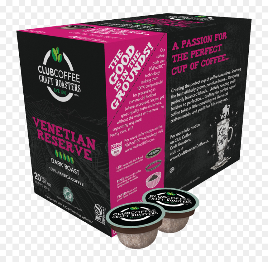 Club Coffee Craft Roasters Venetian Reserve Single - Single-serve Coffee Container, HD Png Download - coffee plant png