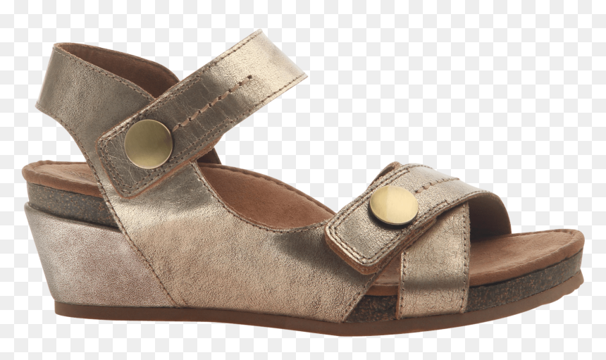 Womens Wedge Sandal Sandey In Gold Side View"
 Class= - Sandal, HD Png Download - gold heels png
