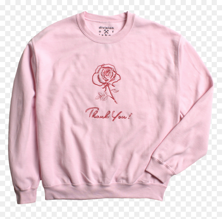Thank You Rose Crew Neck Sweatshirt - Pink Sweatshirt With Rose, HD Png Download - pink thank you png