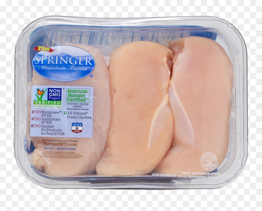 Smf Plus - Breast - Boneless - Trans Bg - Springer Mountain Chicken Non Gmo, HD Png Download - breasts png