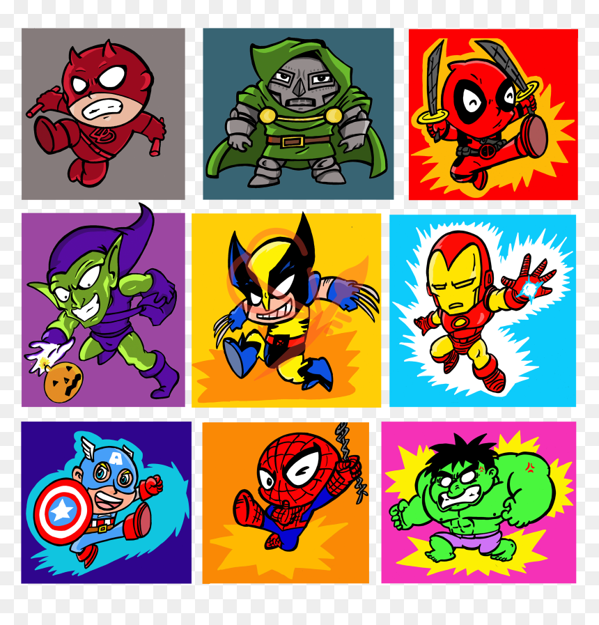 Parodia Kawaii Superheroes Marvel Birthday Ideas, Clip - Cartoon, HD Png Download - marvel superheroes png