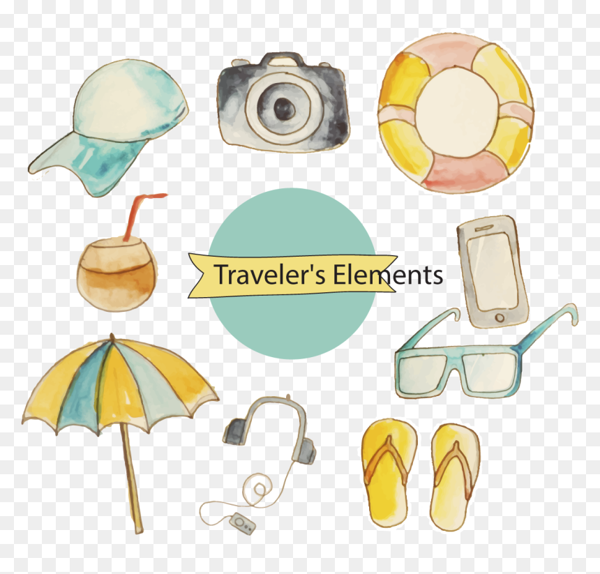 Resort Beach Element Watercolor Euclidean Vector Painting - Watercolor Painting, HD Png Download - beach vector png