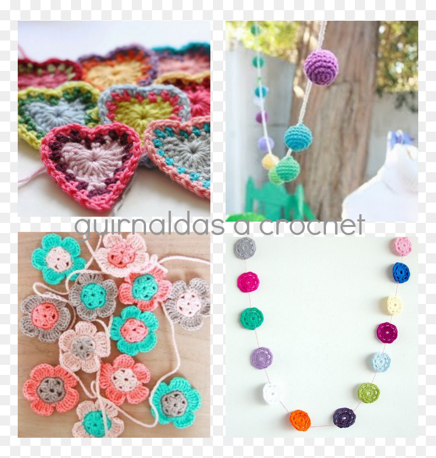 Transparent Crocheting Clipart - Crochet Heart Applique Chart, HD Png Download - guirnaldas navideñas png