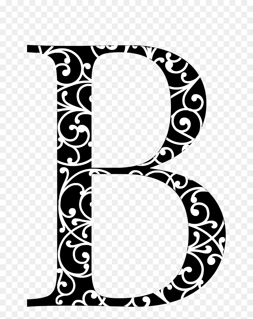Picmonkey Black White Initial Scroll Design Lettering, HD Png Download - lettering png