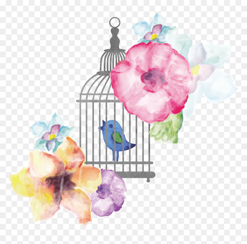Birdcage Watercolor Painting - Watercolor Bird Cage Png, Transparent Png - watercolor bird png