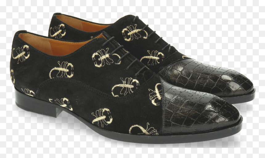 Oxford Shoes Ricky 9 Crock Suede Black Gold - Slip-on Shoe, HD Png Download - black and gold png