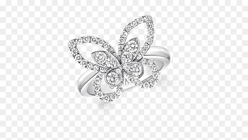 A Butterfly Silhouette Diamond Ring - Butterfly, HD Png Download - diamond silhouette png