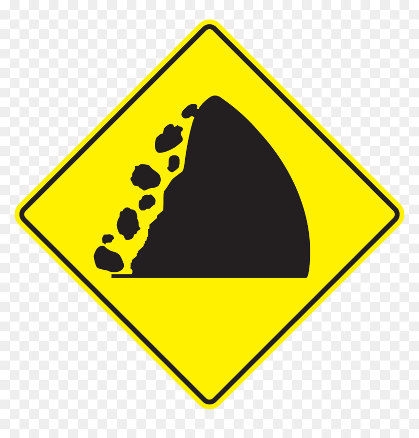 Transparent Boulders Clipart - Unprotected Level Crossing Ahead, HD Png Download - falling rocks png