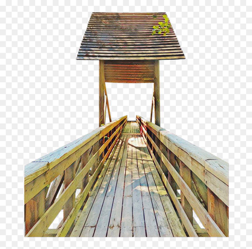 #wooden #bridge #lumber #structure #roof - Plank, HD Png Download - wood bridge png