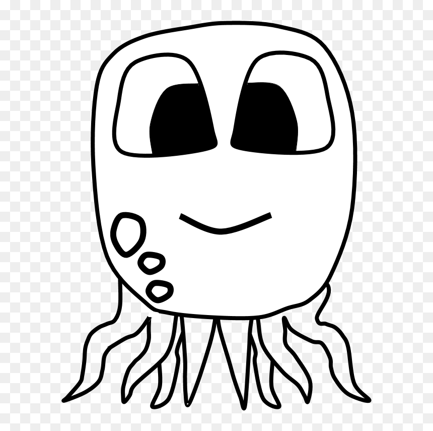 Octopus, Big Eyes, Black And White, Cartoon Animal, HD Png Download - octopus cartoon png