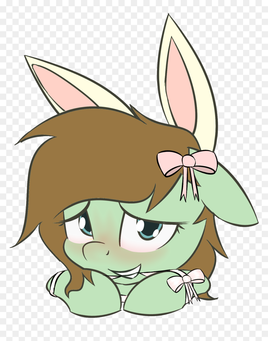 Lofis, Bedroom Eyes, Biting, Blushing, Bow, Bunny Ears, - Cartoon, HD Png Download - bunny head png