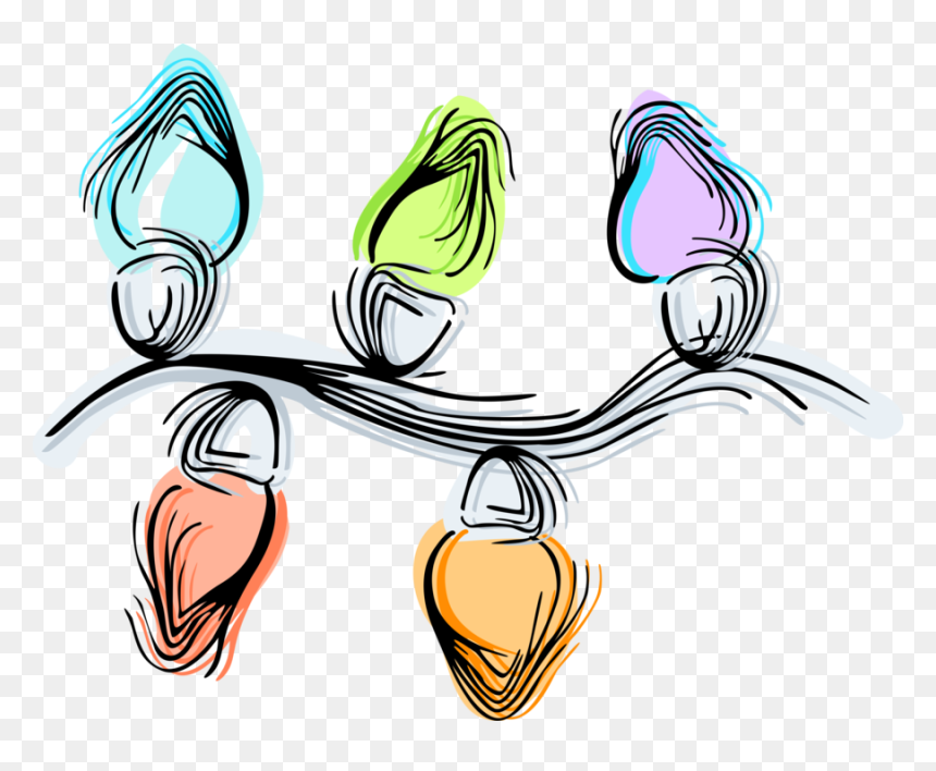 Vector Illustration Of Festive Season Christmas Tree - Christmas Lights Background Vector Png, Transparent Png - christmas lights vector png