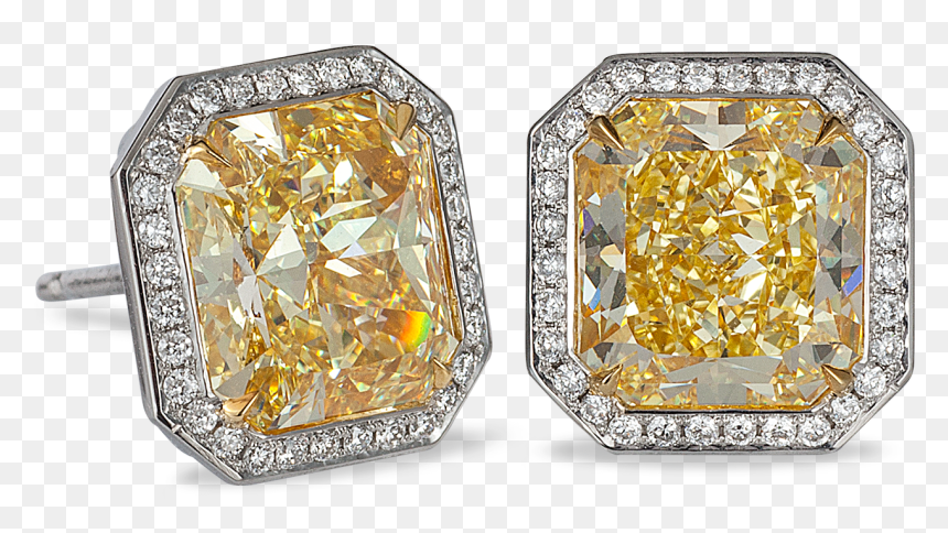 Yellow Diamond Stud Earrings - Kays Yellow Diamond Earrings, HD Png Download - diamond stud png