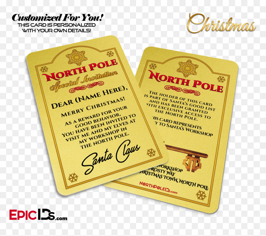 Santa Claus North Pole Official Invitation [personalized], HD Png Download - north pole sign png