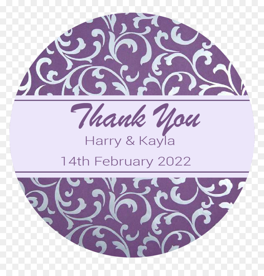 Personalised Damask Pattern Stickers Round Label Wedding - Thank You, HD Png Download - damask pattern png
