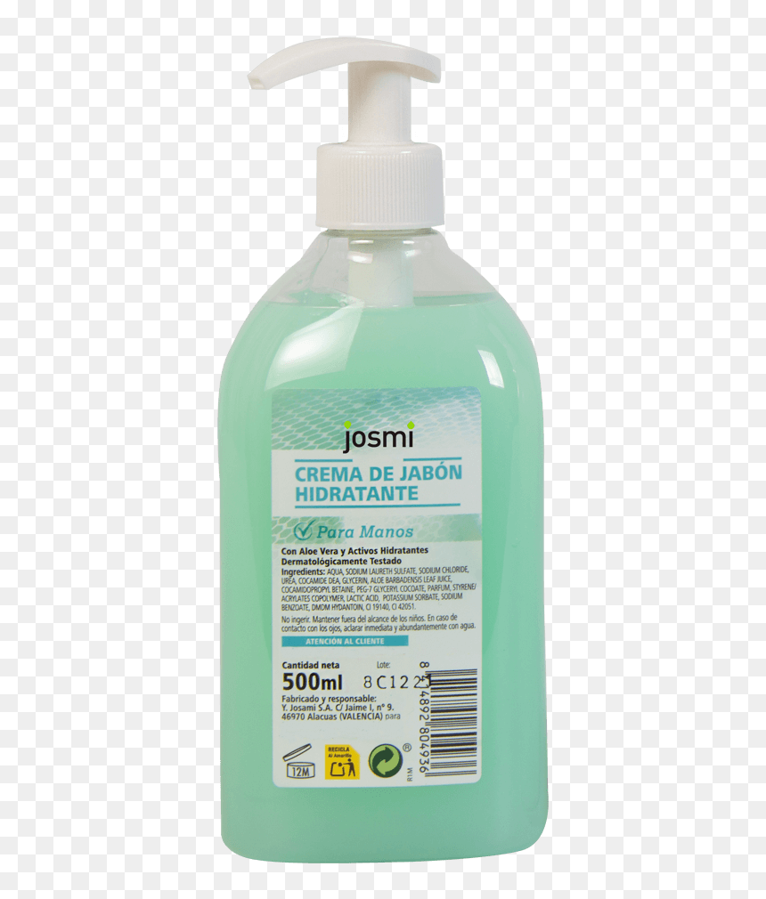 Jabón En Crema Hidratante De Manos Josmi - Plastic Bottle, HD Png Download - espuma de jabon png