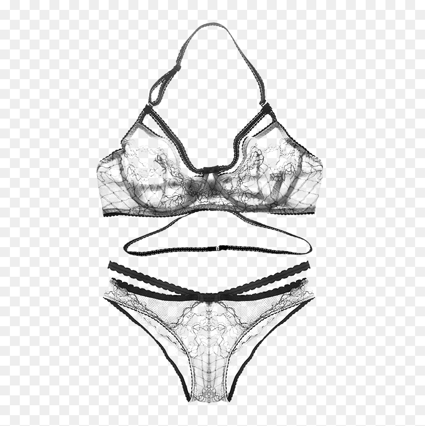 Juego De Sujetadores De Encaje De Corte Alto Sin Relleno - See Through Bra Png, Transparent Png - encaje png