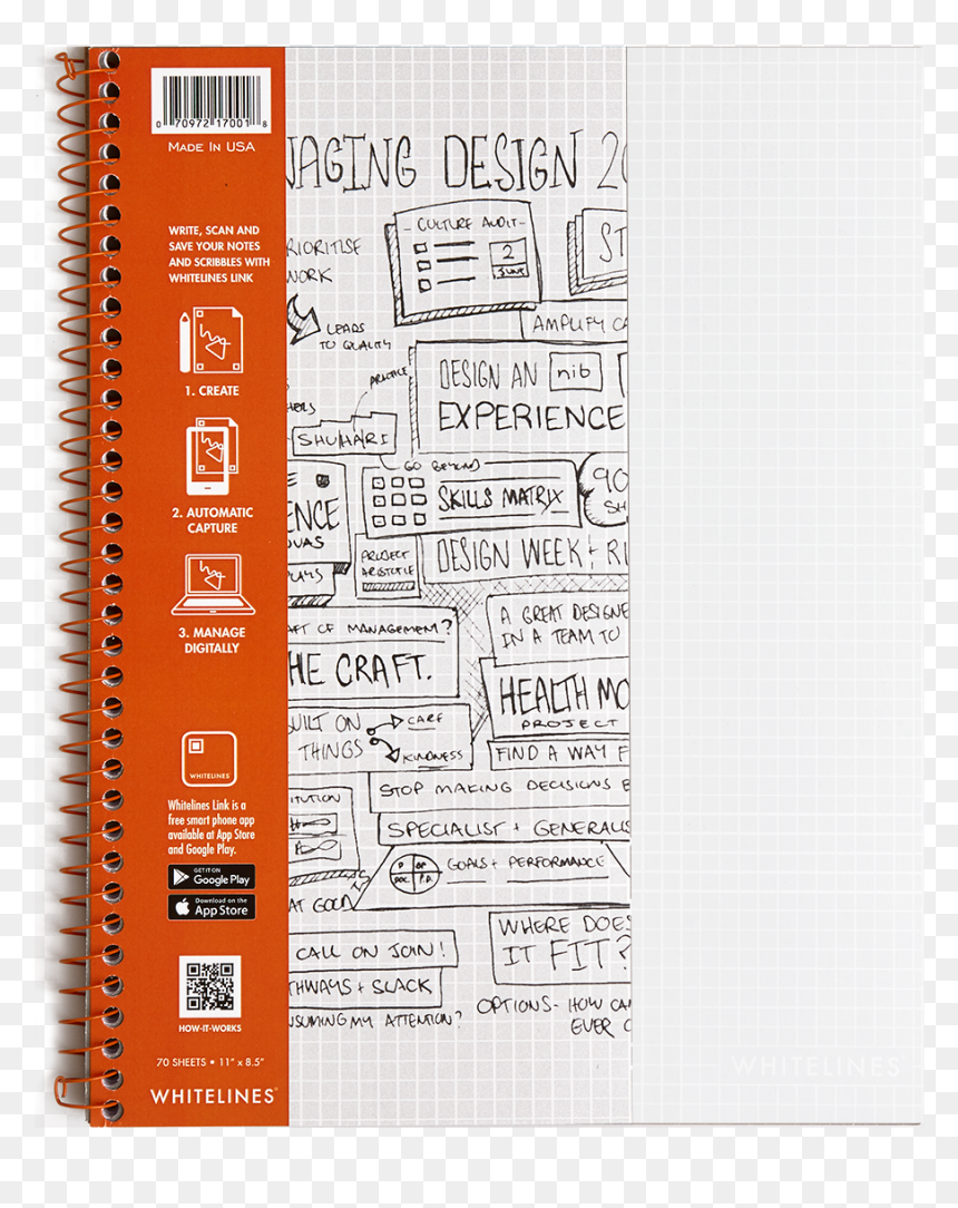 Whitelines Graph Notebook, HD Png Download - notebook lines png