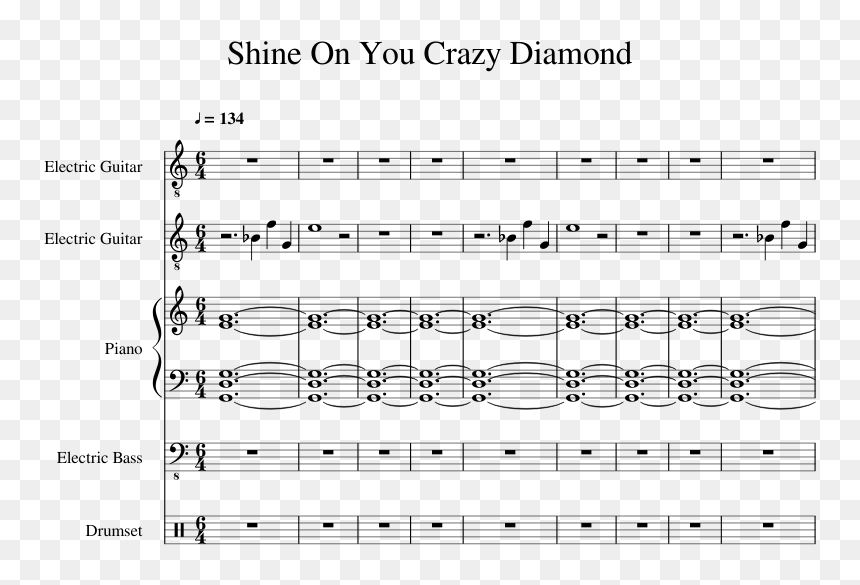 Shine On You Crazy Diamond Sheet Music 1 Of 7 Pages, HD Png Download - diamond shine png