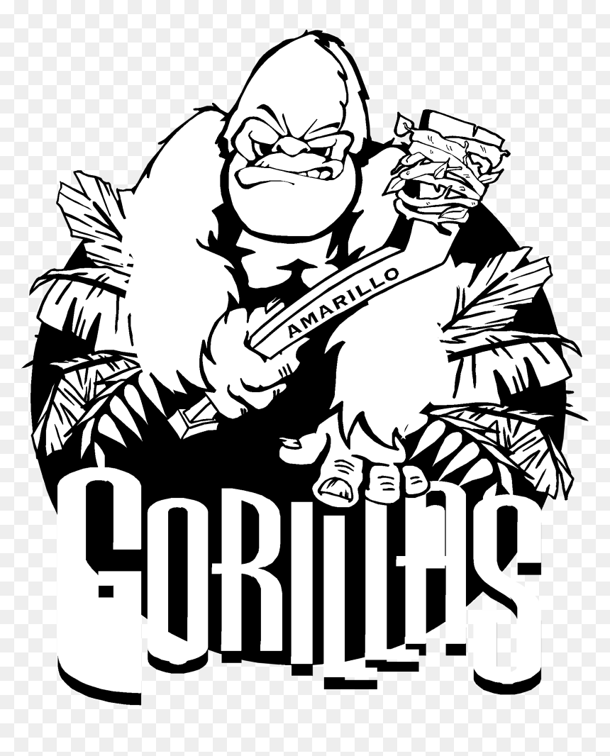 Amarillo Gorillas Logo Black And White - Amarillo Gorillas, HD Png Download - gorilla cartoon png