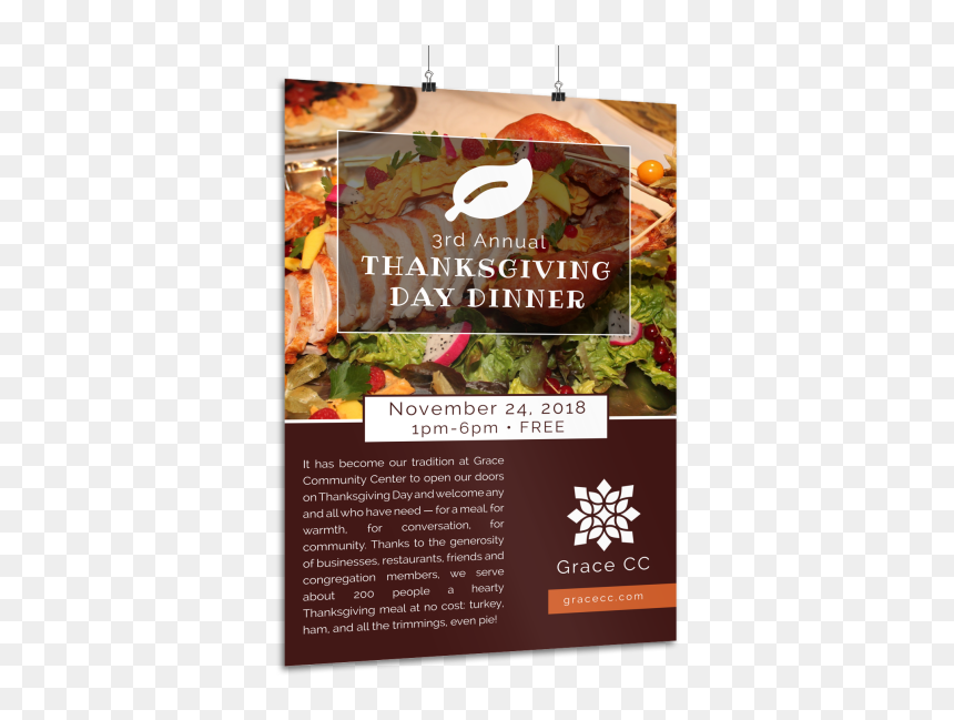 Thanksgiving Dinner Poster Template Preview - Banner, HD Png Download - turkey dinner png