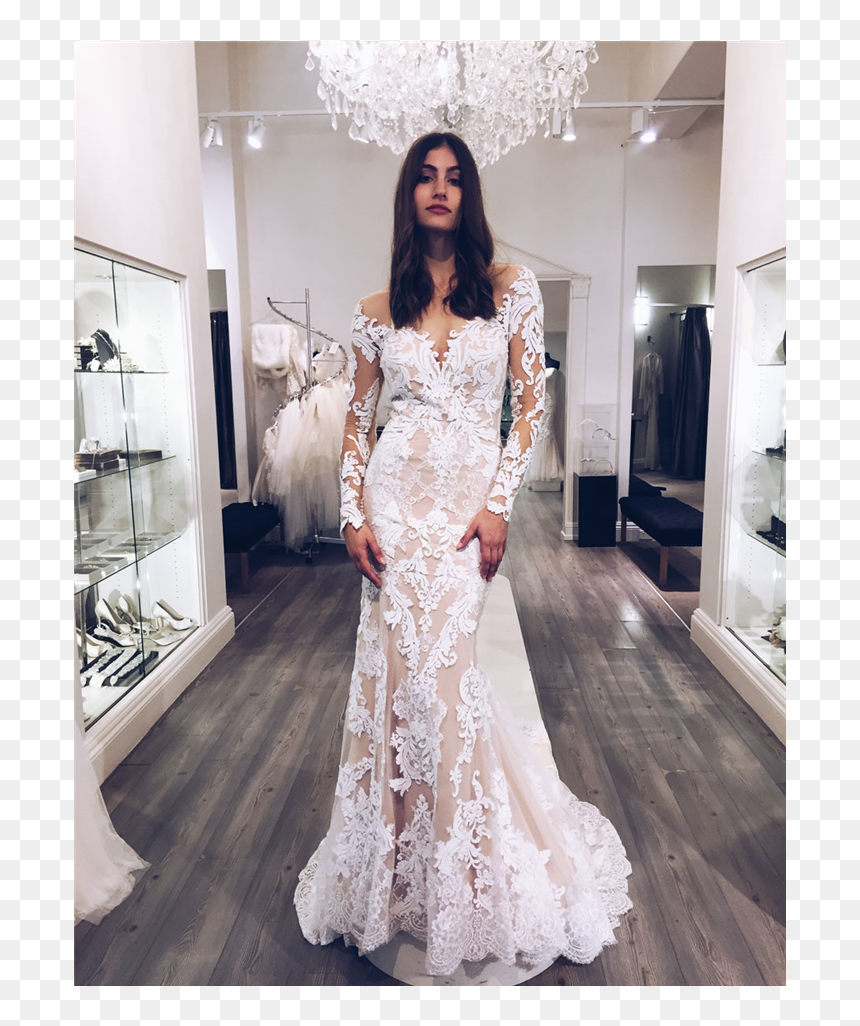 717 Long Sleeve Lace Wedding Dress - Bold Lace Wedding Dress, HD Png Download - wedding lace png