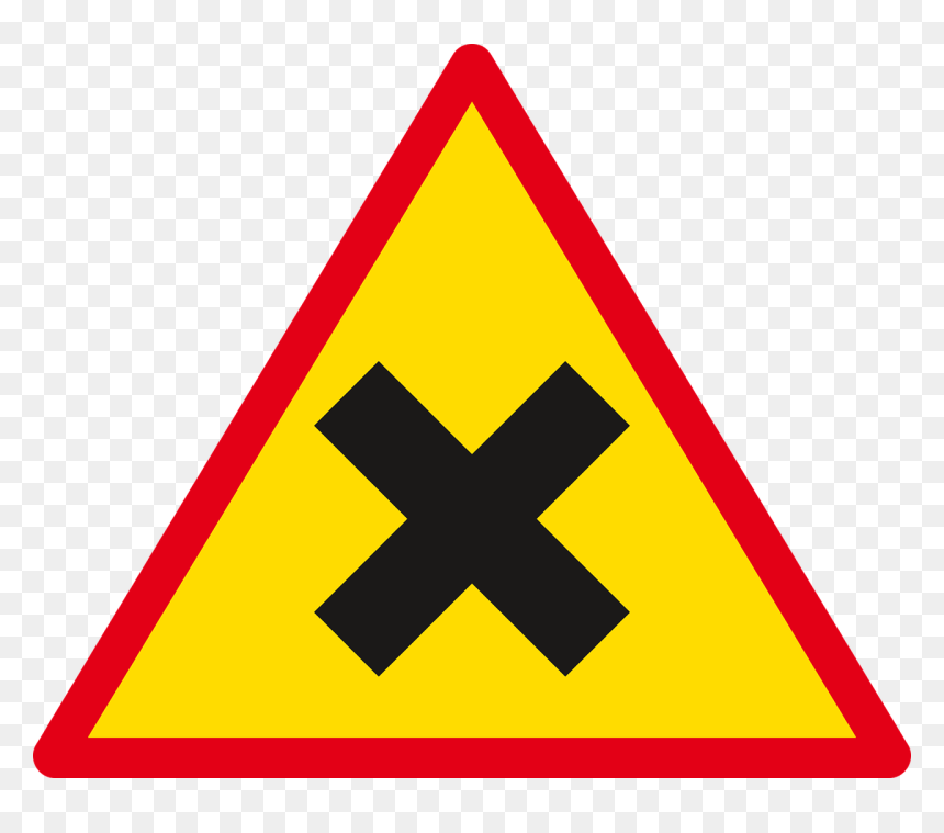 Sign Road Road Sign Free Photo - Warning Sign With Cross, HD Png Download - blank street signs png