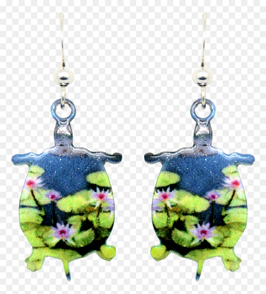 Pink Water Lilies Turtle - Earrings, HD Png Download - water lilies png