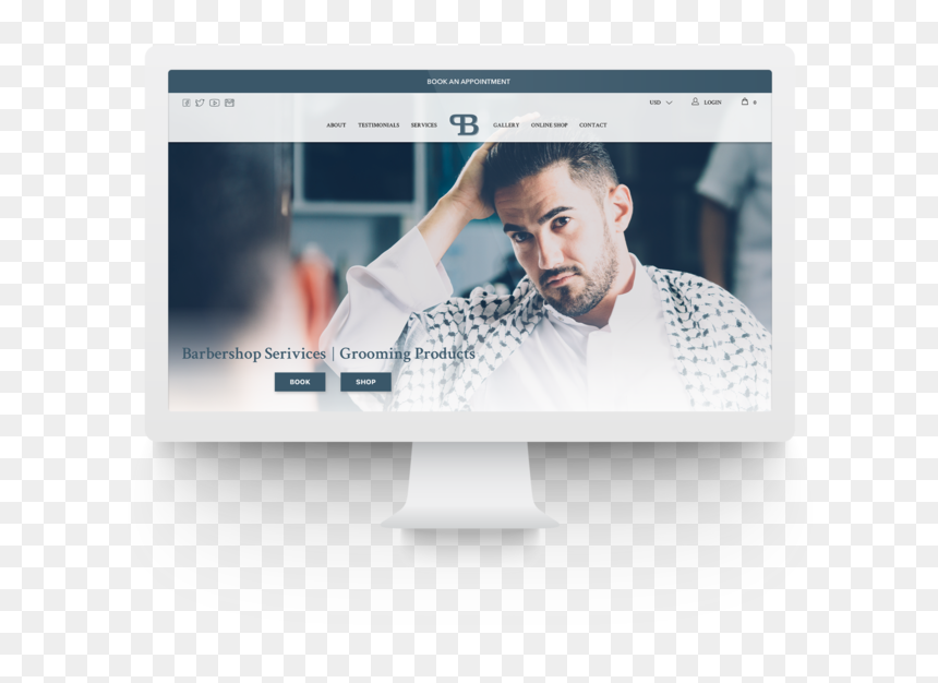 Proper Barber Website - Website, HD Png Download - barbershop pole png