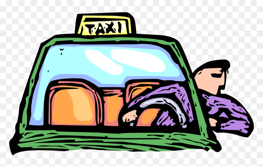 Vector Illustration Of Taxi Motorist Driver In Taxicab, HD Png Download - taxi cab png