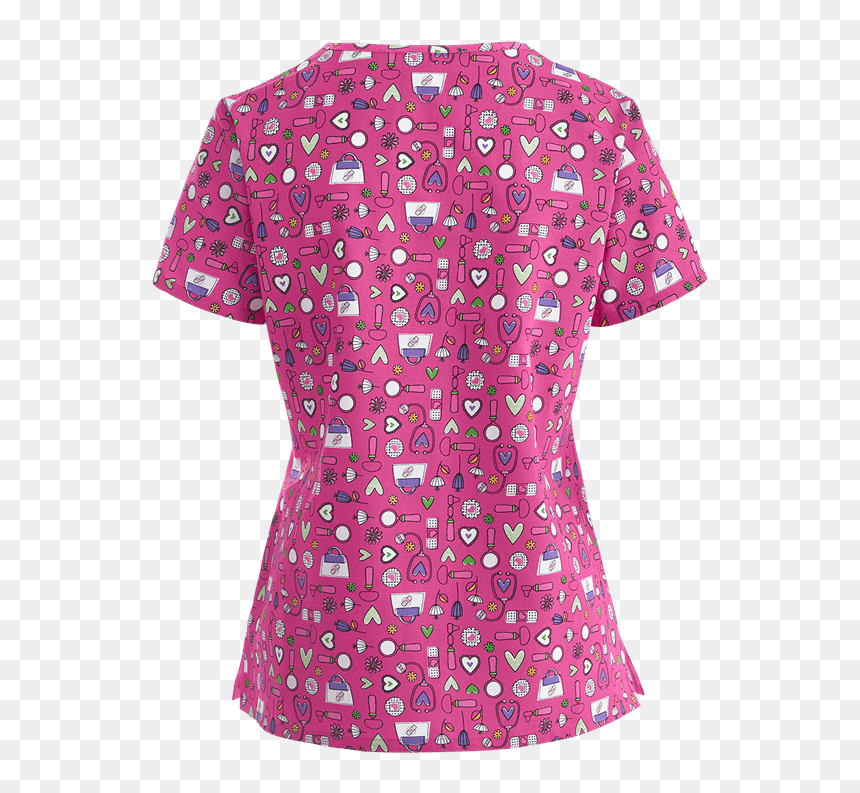 Cherokee Tooniform Printed Scrub Top 6717"
 Class="lazy - Blouse, HD Png Download - doc mcstuffin png