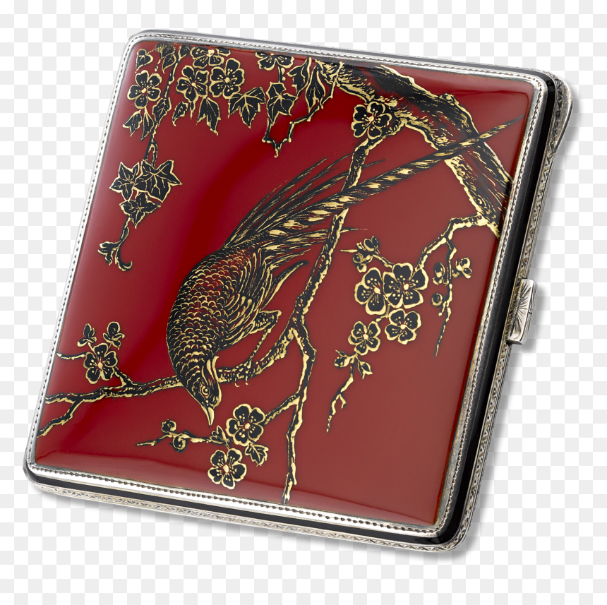 German Silver And Enamel Cigarette Case - Enamel Cigarette Case Sterling, HD Png Download - cigarette box png