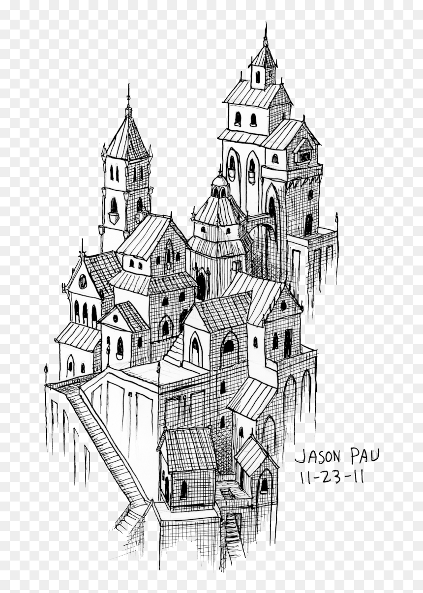 Line And White,building,graphics - Fantasy City Png, Transparent Png - city png image