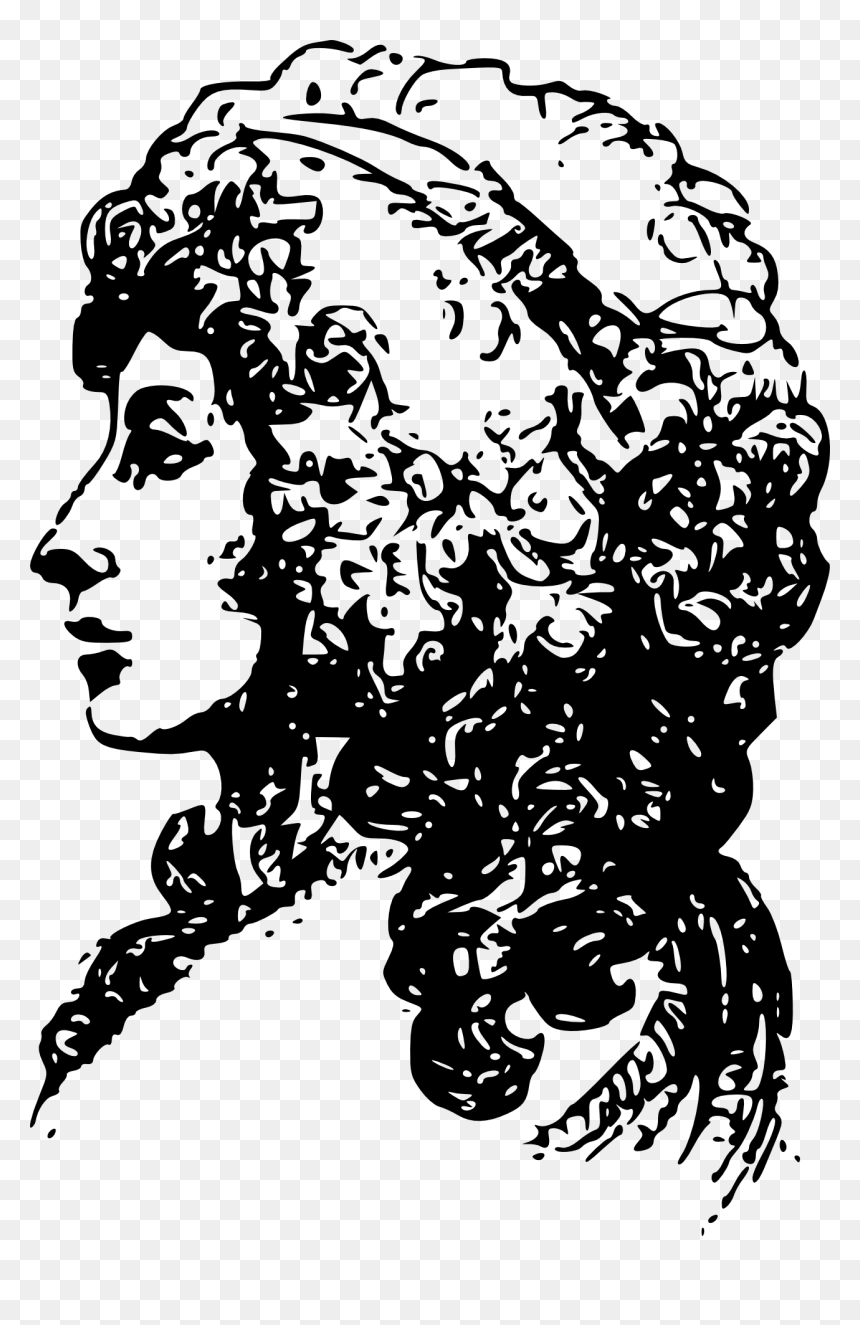 Art,monochrome Photography,facial Hair - Profile Women Face Side, HD Png Download - hair clip art png