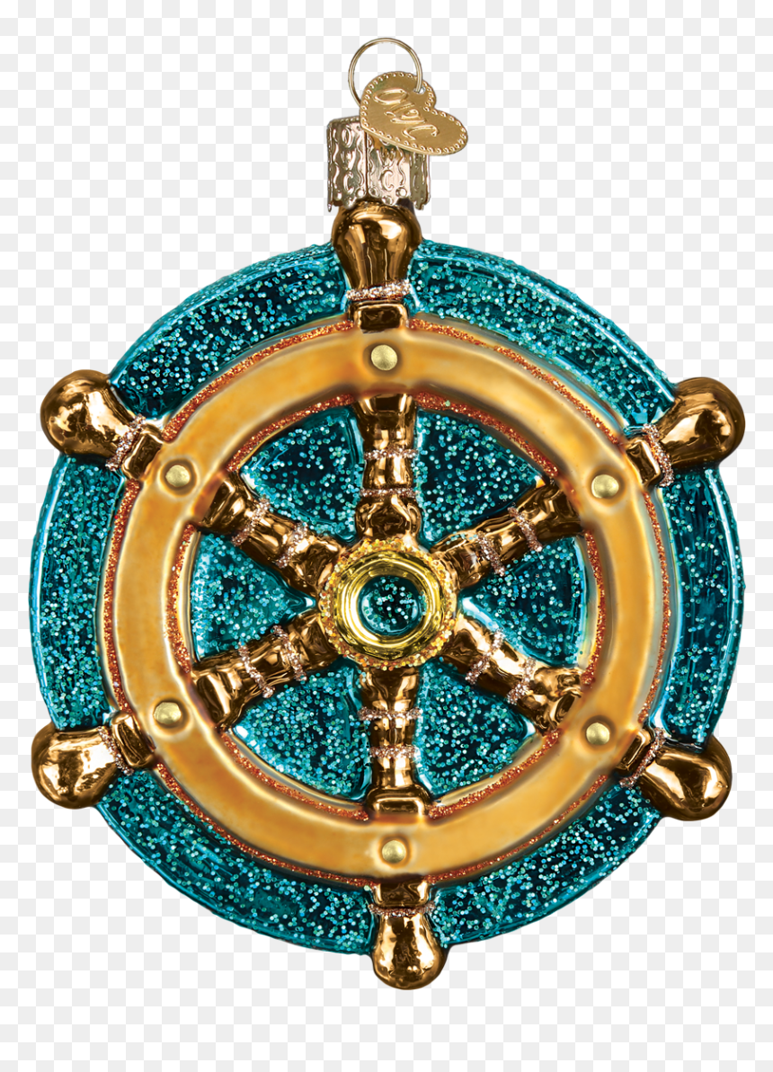 Ship Wheel Nautical Glass Ornament - Locket, HD Png Download - nautical wheel png
