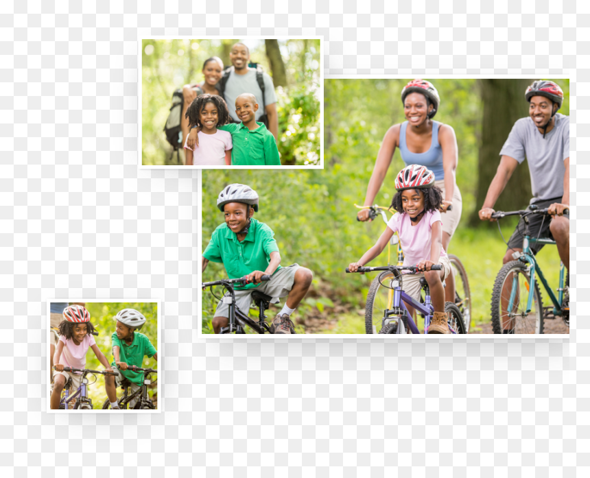 Family Of Four Riding Bikes - Biking Safety, HD Png Download - riding bike png