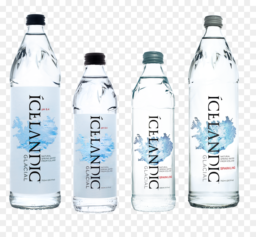 Icelandic Glacial Water Glass Bottle, HD Png Download - water on glass png