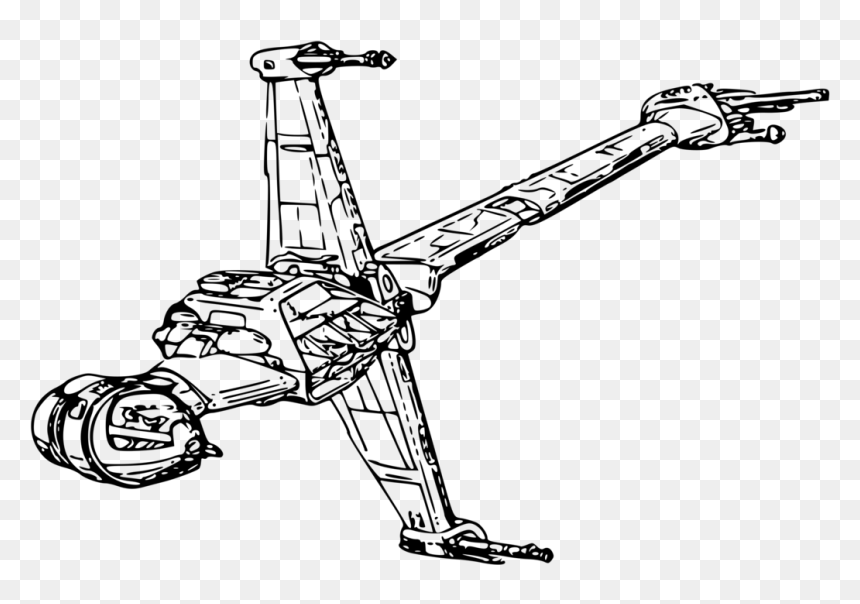 Line Art,recreation,string Instrument - Star Wars B Wing Drawing, HD Png Download - yoda silhouette png