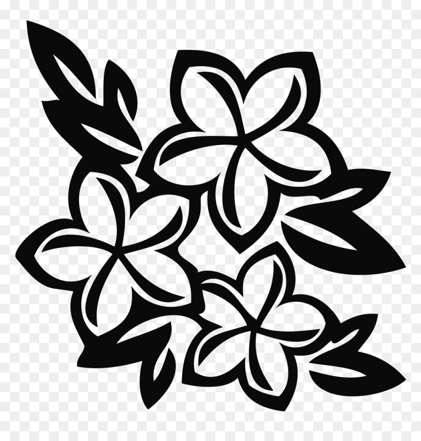 Black And White Plumeria Clip Art, HD Png Download - hawaiian flowers png