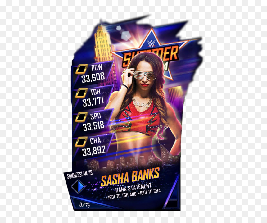 Wwe Supercard Summerslam 18 Fusion, HD Png Download - sasha banks png