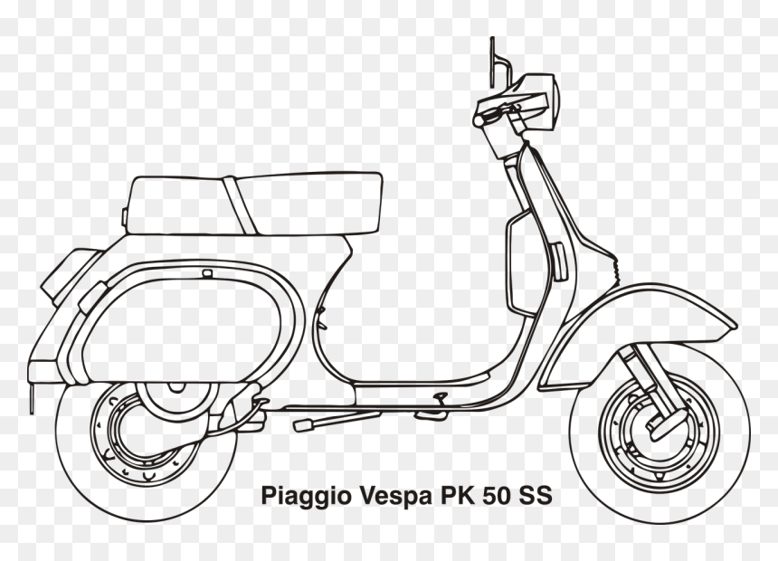 Vespa Pk Drawing, HD Png Download - motorcycles png