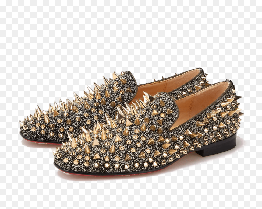 Men Orange Spike Loafers, HD Png Download - sparkly png
