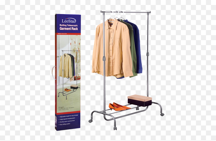 Leostar Cd-1220 Rolling Telescopic Garment Rack - Clothes Hanger, HD Png Download - clothes rack png