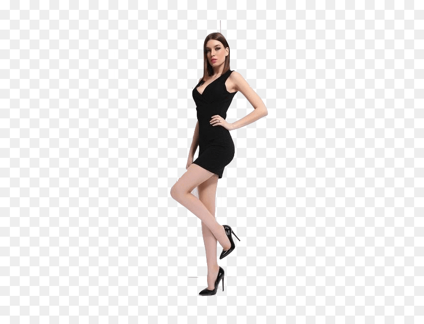 Woman High Heels Trendy Black Shoes Fashion Stilettos - Woman With High Heels, HD Png Download - stilettos png