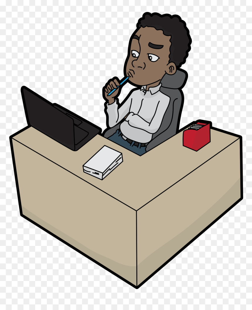 Thinking At Desk Cartoon, HD Png Download - guy thinking png