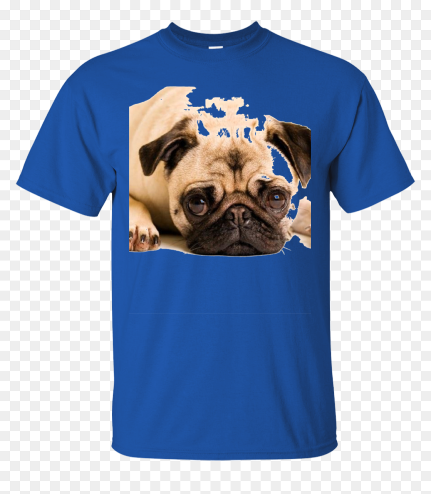 Codoit Sad Pug Dog Laying Down Short Sleeve Crew Neck, HD Png Download - laying down png