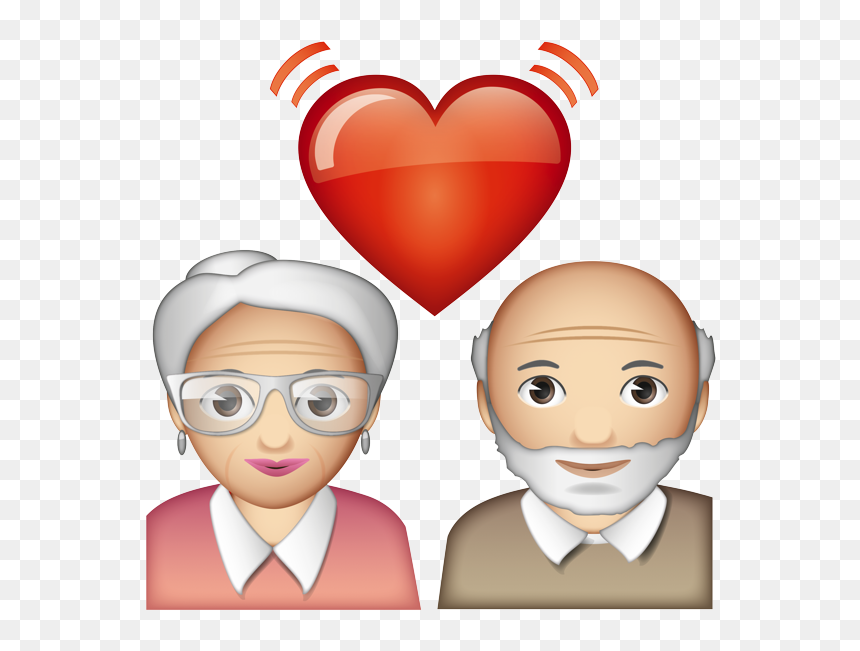 Heart Over Man And Woman Emoji, HD Png Download - old couple png