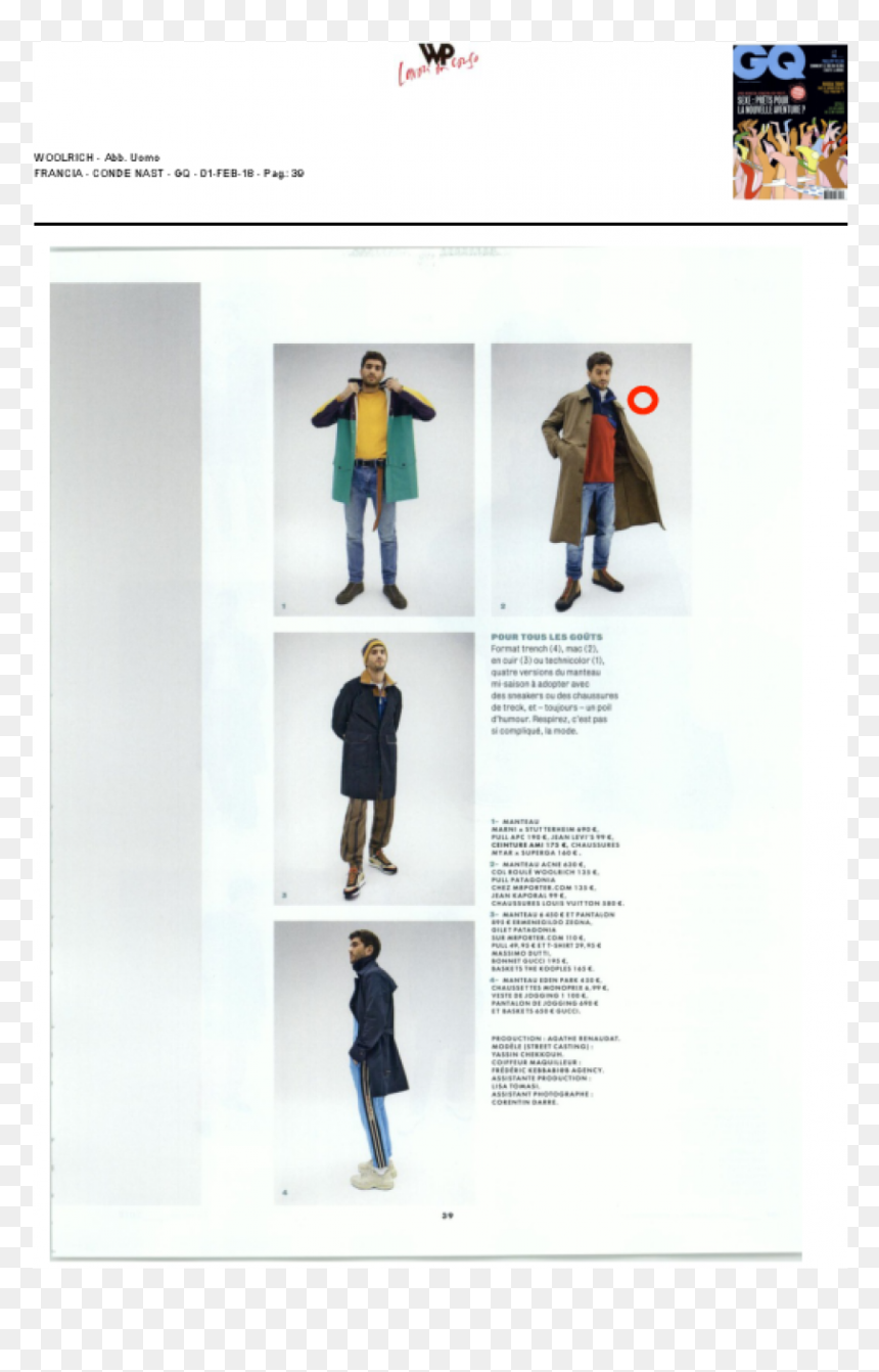 Gq Magazine / Woolrich - Standing, HD Png Download - gq png