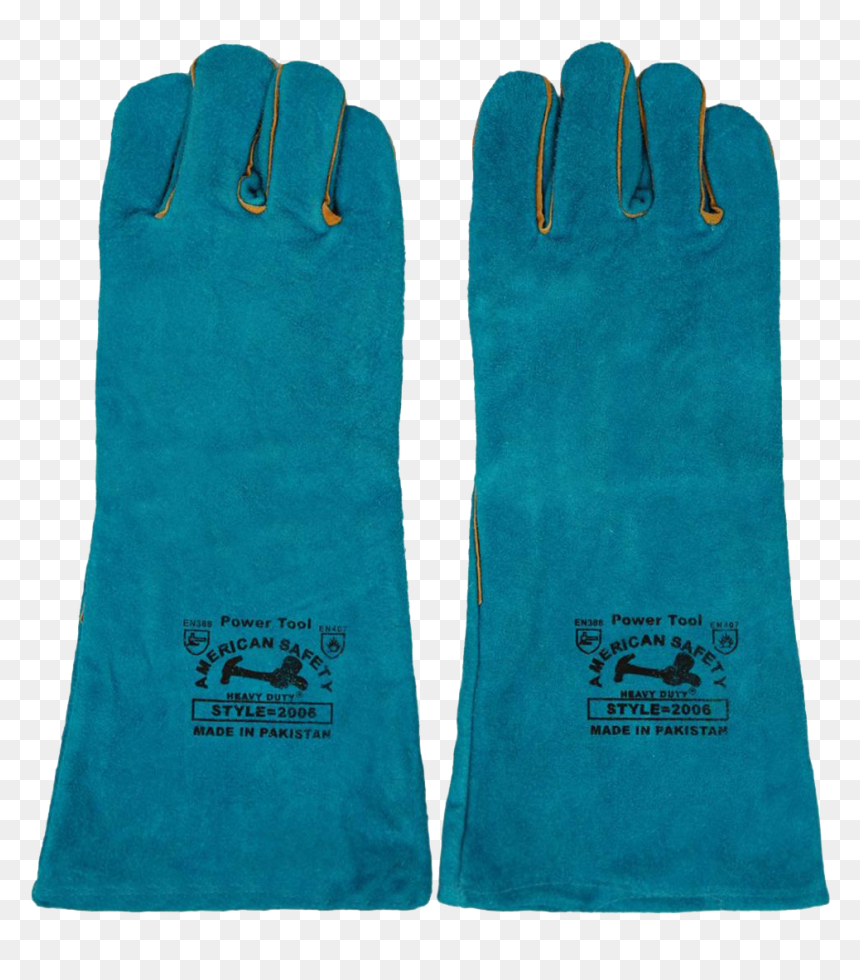 Power Tool Cow Split Leather Welding Gloves Blue And - Leather, HD Png Download - power glove png