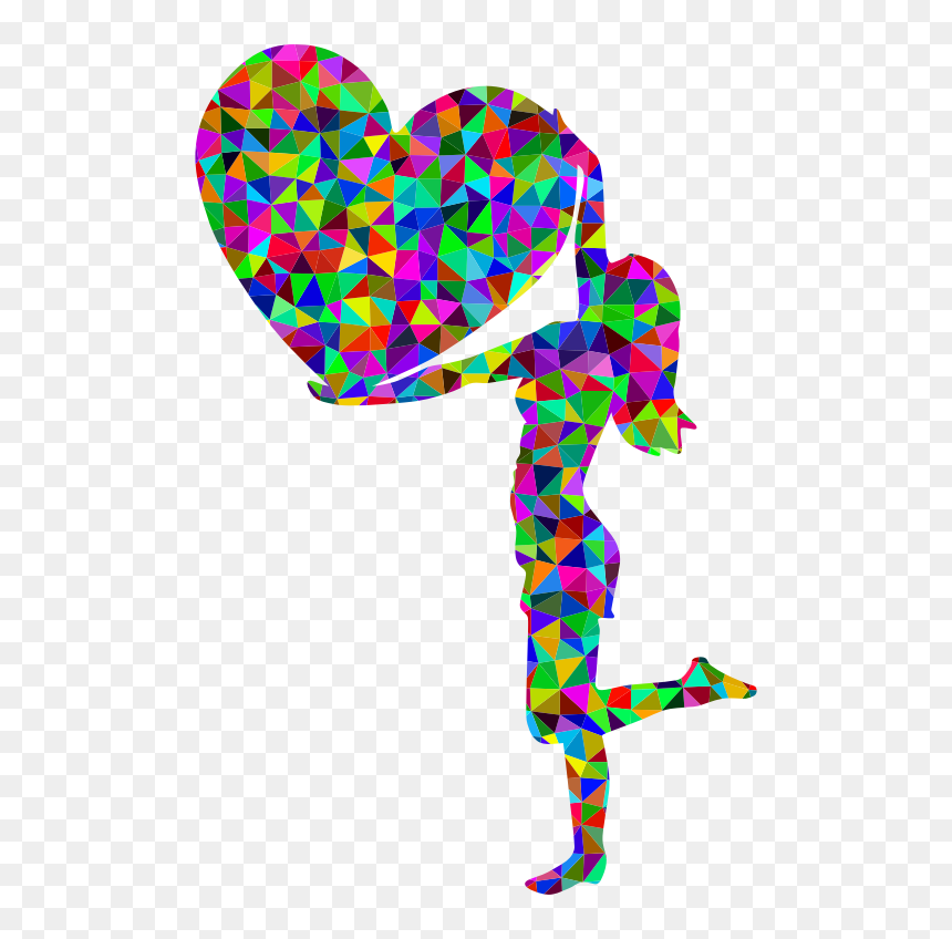 Prismatic Low Poly Woman With Big Heart - Background On Self Love, HD Png Download - big heart png